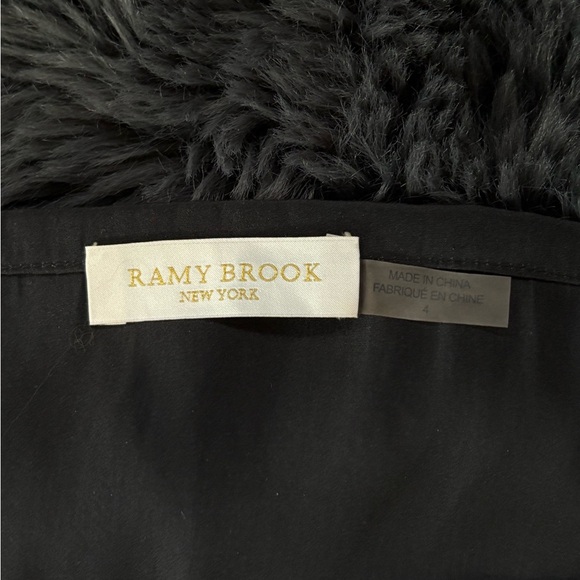 Ramy Brook Jessy Black Midi Shirred Asymmetrical Front Side Skirt Size 4 - Picture 3 of 15